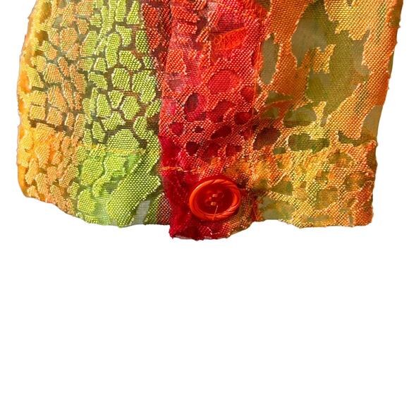 Toni Morgan Bright Giraffe Print Sheer Burn Out 3/4 Sleeve Button Up Blouse LGE - Picture 5 of 10